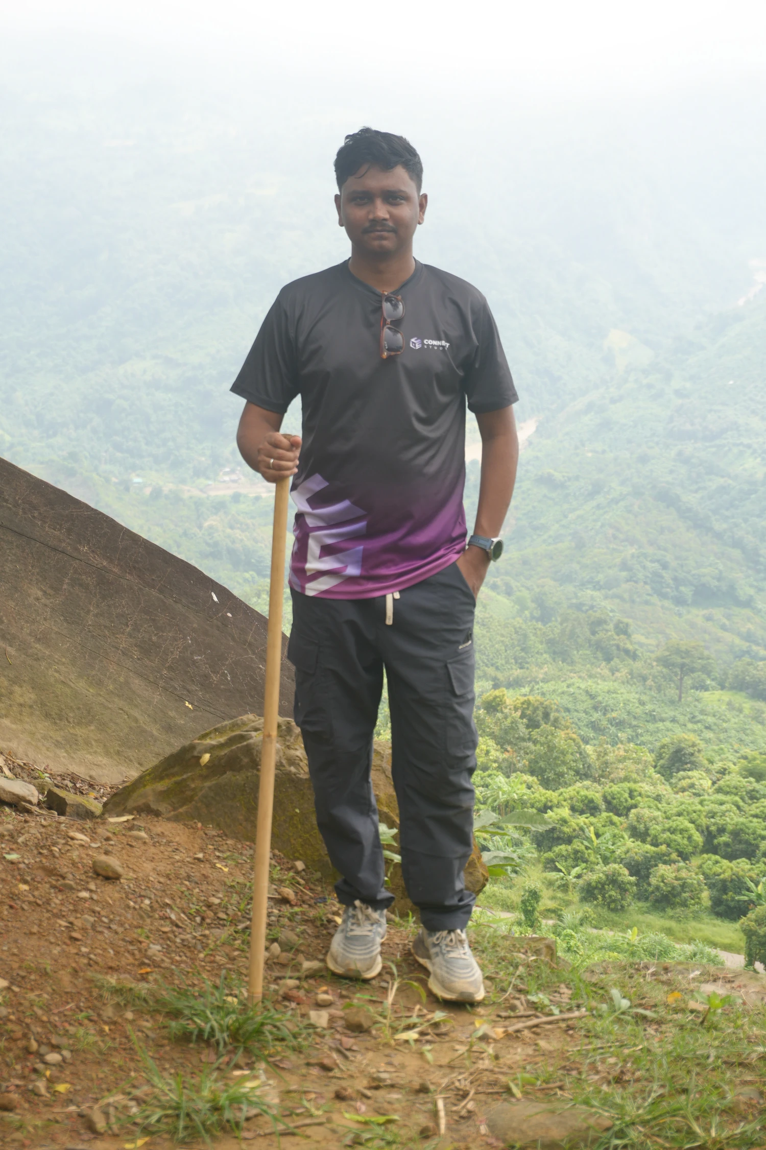 Nasim conquering the mountain trails during Tindu trekking adventure