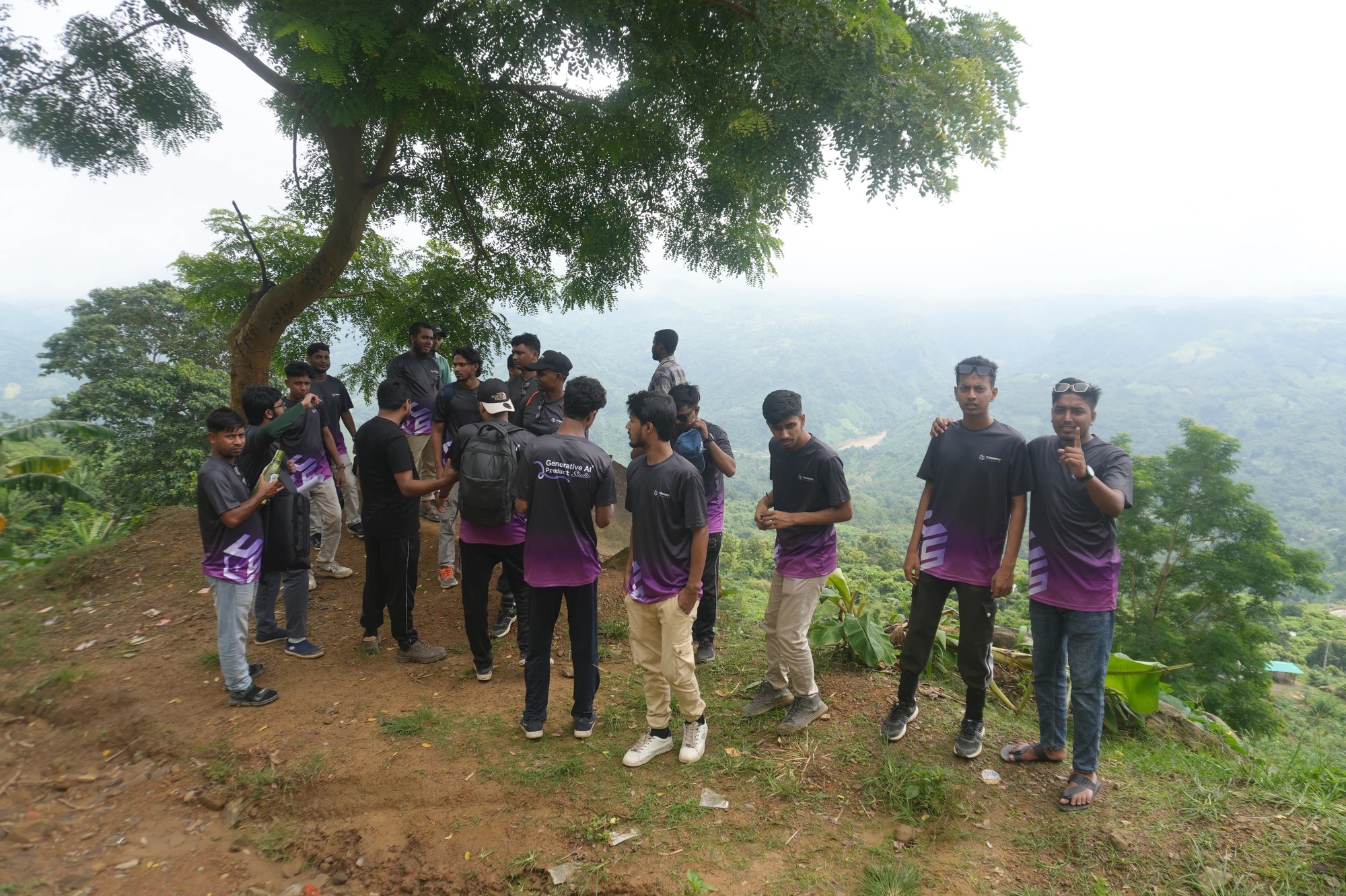 Team members together on the challenging Tindu trekking trail in Bandarban